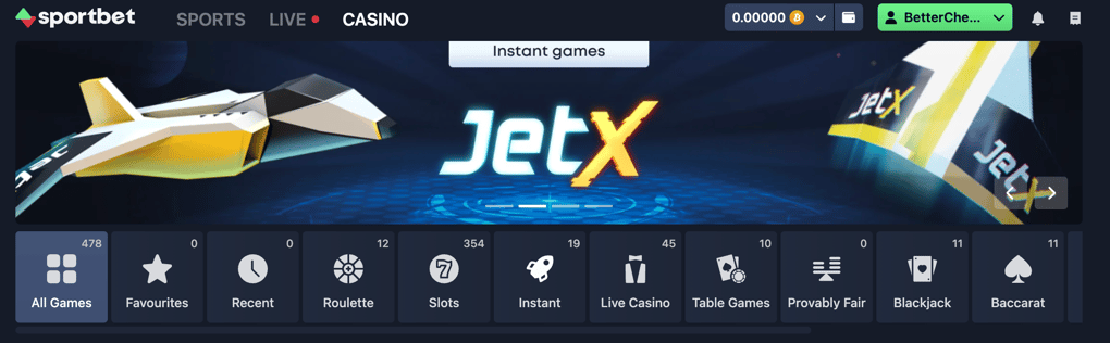 Sportbet.one Homepage for Crypto Casinos 