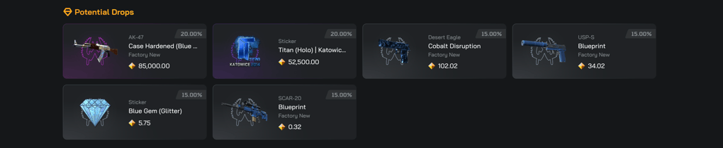 CS:GO skin drops on Clash.GG