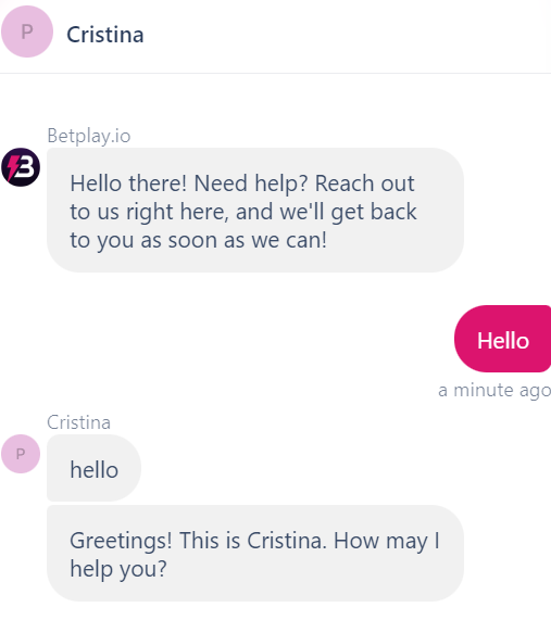 Betplay.io Live Chat for Crypto Casino 
