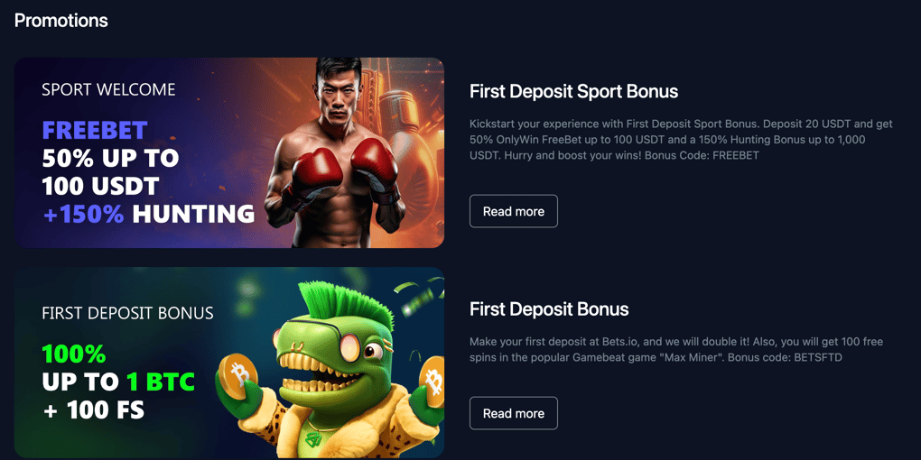 Bets.io Promotions for Crypto Esports Betting 