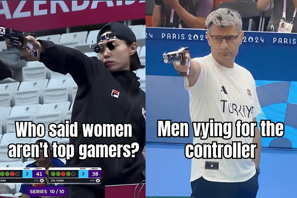 A HUMOROUS MEME DEPICTING A WOMAN HOLDING A TROPHY WITH THE CAPTION "WHO SAID MEN ARE BETTER GAMERS?" TO CHALLENGE THE STEREOTYPE