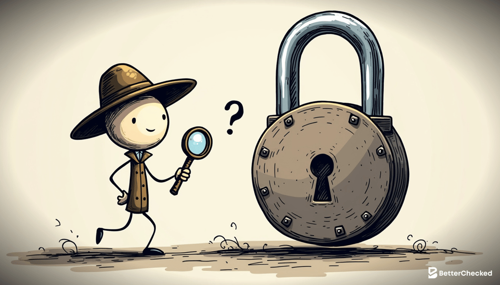 A HUMOROUS SKETCH SHOWING DATA BEING ENCRYPTED WITH A LOCK AND KEY, WITH A CAPTION 