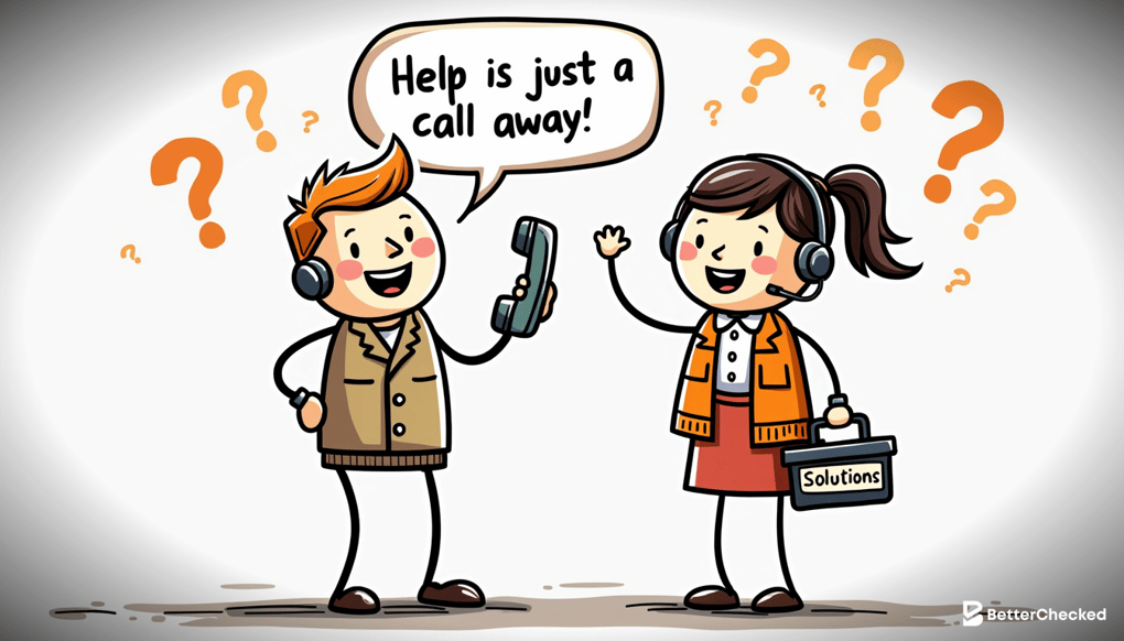 A SIMPLE DRAWING OF A PLAYER HAPPILY TALKING TO A SUPPORT AGENT ON THE PHONE, WITH A CAPTION 